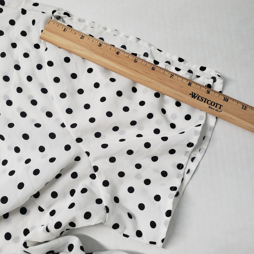 Boohoo Wrap Maxi Dress Womens 24 White Black Polka Dot Short Sleeve Romantic - Picture 10 of 16